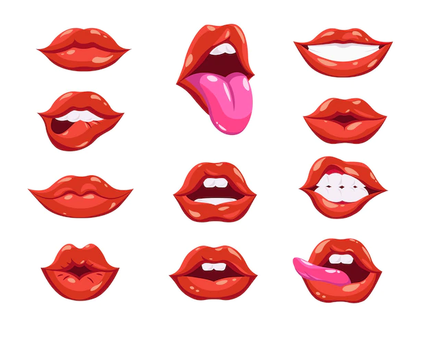 Free Vector | Red lips set