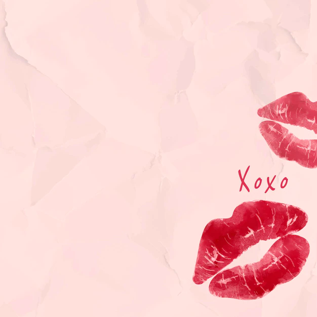 Free Vector | Red lipstick kiss  on wrinkled paper background