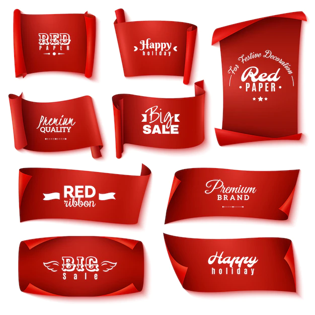 Free Vector | Red paper banner  set