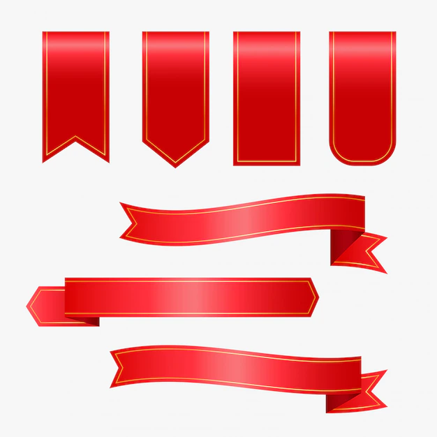 Free Vector | Red ribbons and tags set