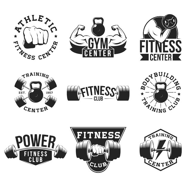 Free Vector | Retro gym flat emblem set