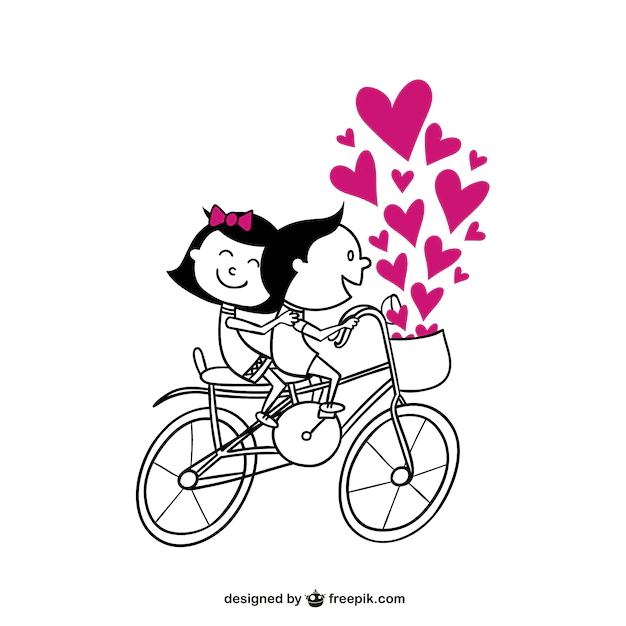 Free Vector | Romantic couple on bike