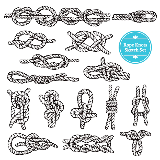 Free Vector | Rope knots sketch set