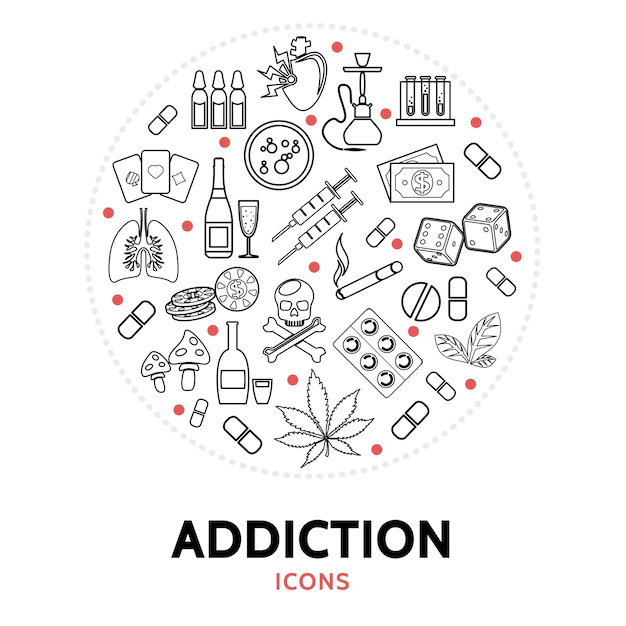 Free Vector | Round composition with addiction elements