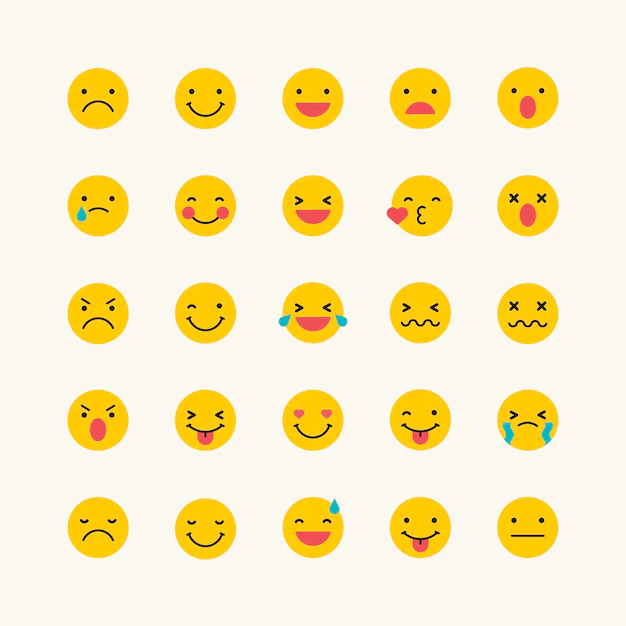 Free Vector | Round yellow emoticon set isolated on beige background