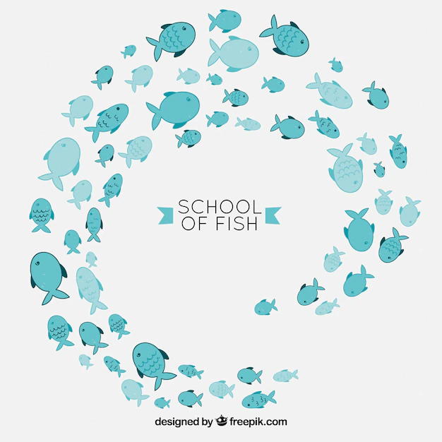 Free Vector | School of fishes background in hand drawn style