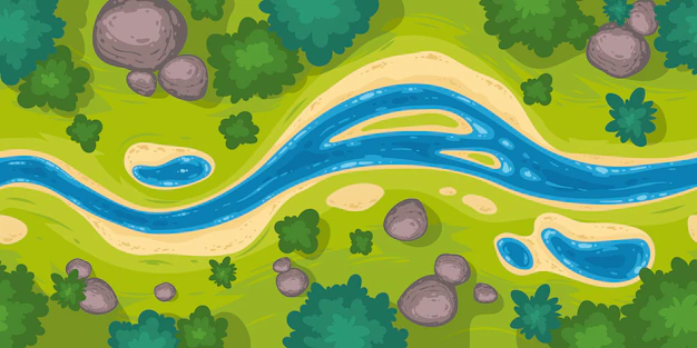 Free Vector | Seamless border with river top view