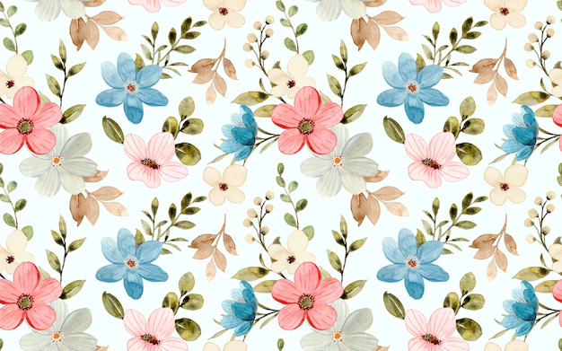 Free Vector | Seamless pattern of colorful watercolor wildflowers