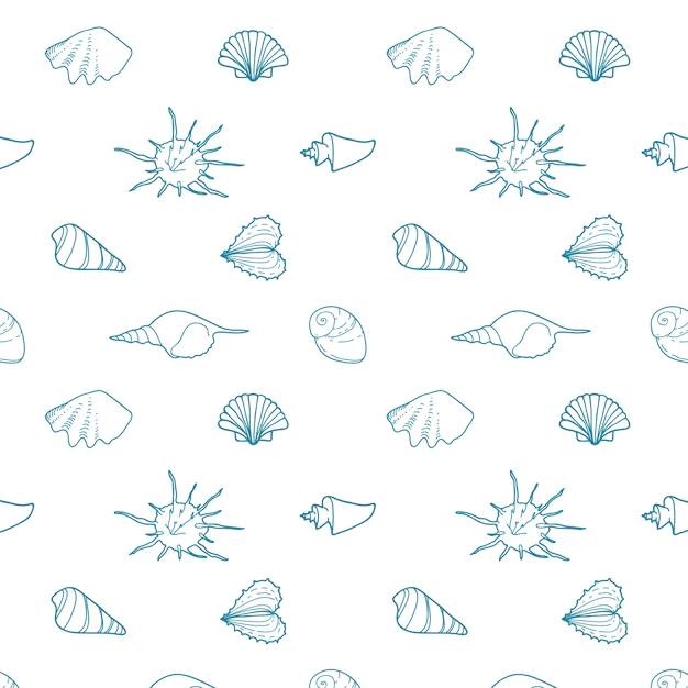 Free Vector | Seamless vector pattern with shells of various shapes.