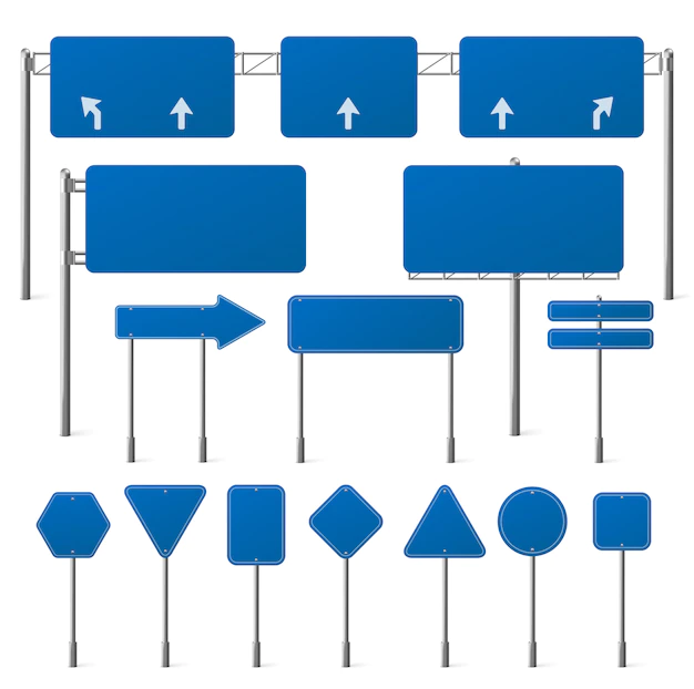 Free Vector | Set of blank blue road signs