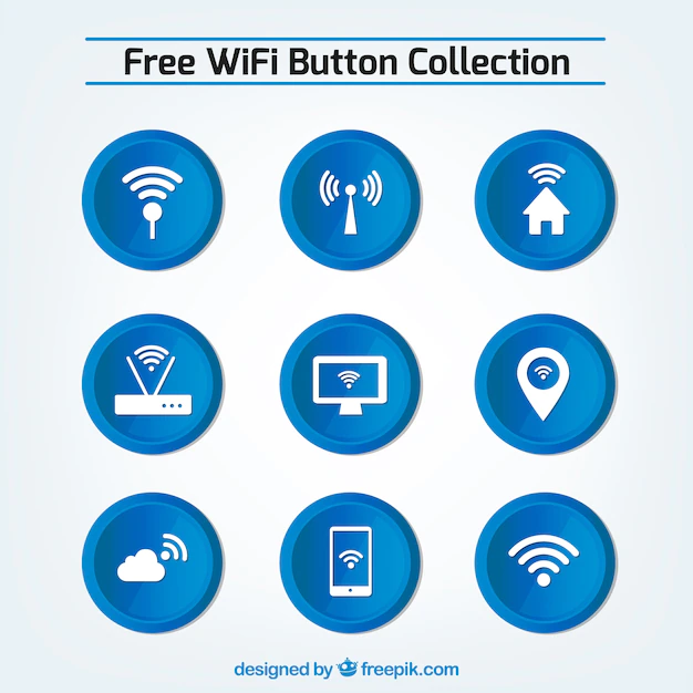 Free Vector | Set of blue wifi buttons