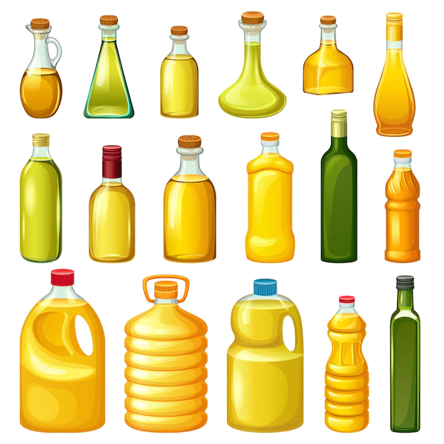 Free Vector | Set of bottles with vegetable oils.