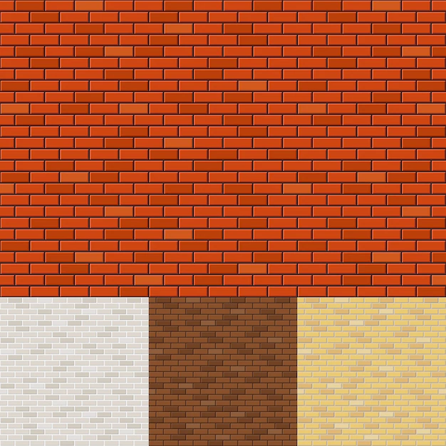 Free Vector | Set of brick wall backgrounds. texture surface, block rough, brickwork and stone.