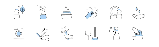Free Vector | Set of cleaning and household doodle icons signs