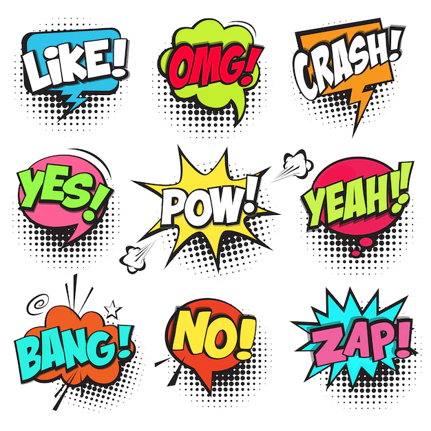 Free Vector | Set of colorful comic speech bubbles