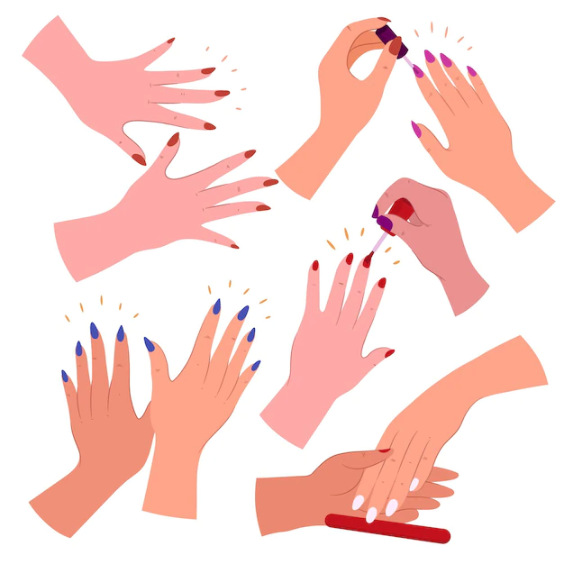 Free Vector | Set of drawn manicure hand