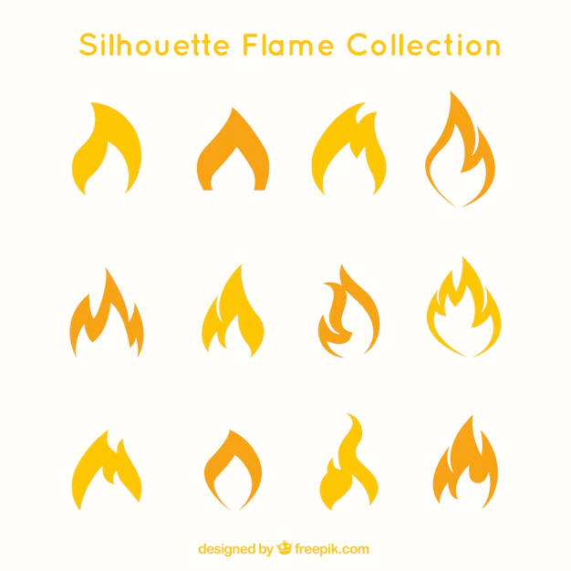 Free Vector | Set of flames silhouettes
