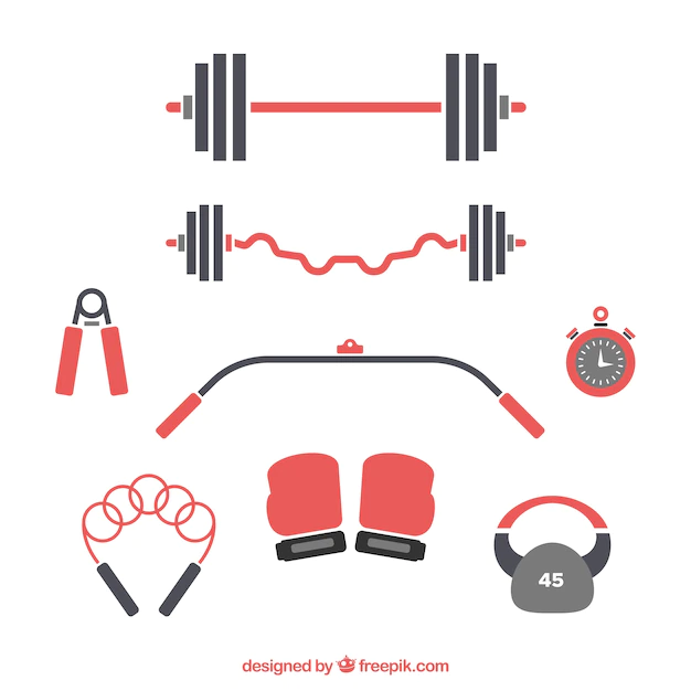 Free Vector | Set of gym elements with exercises tools