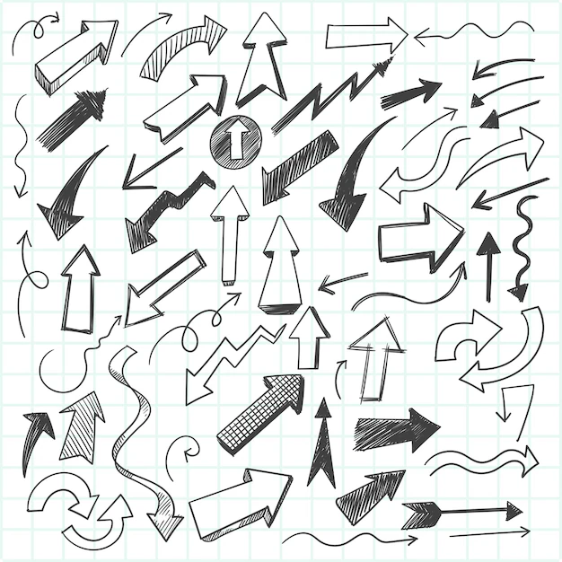 Free Vector | Set of hand-drawn doodles arrows, sketch style