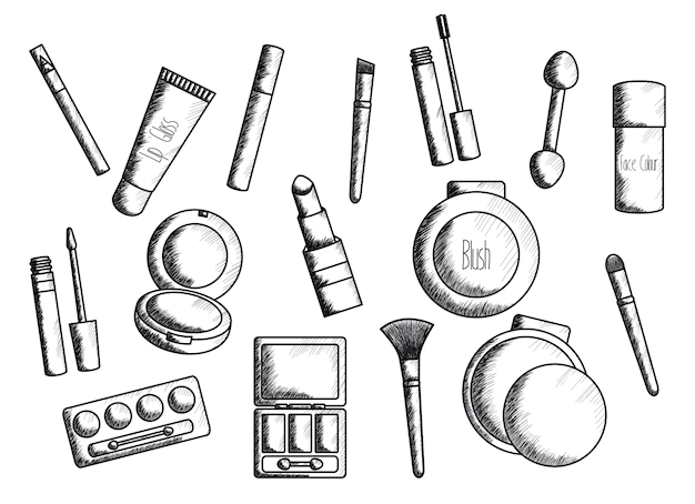 Free Vector | Set of make up accessories drawing