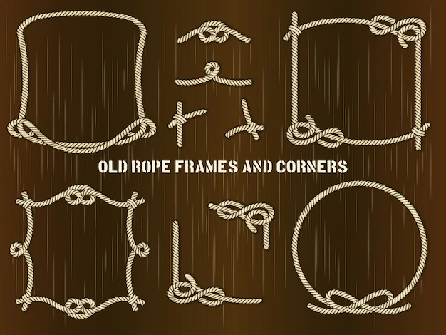 Free Vector | Set of old rope frames and corners in different unique styles.