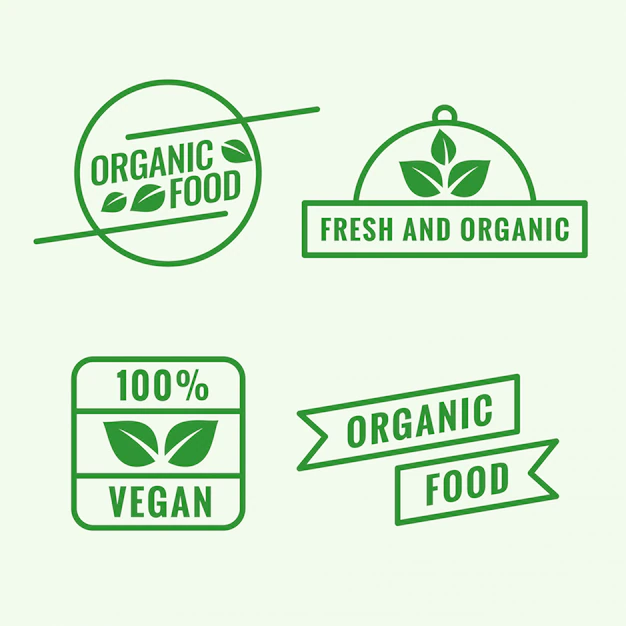 Free Vector | Set of organic food logo