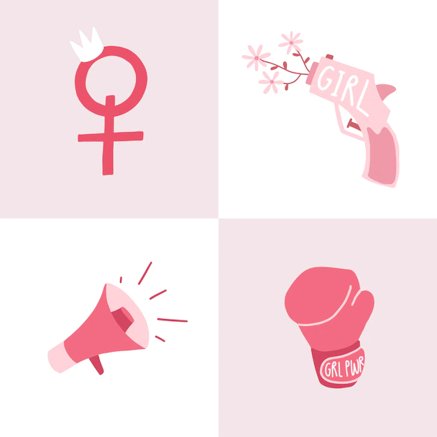 Free Vector | Set of pink feminist badge vectors