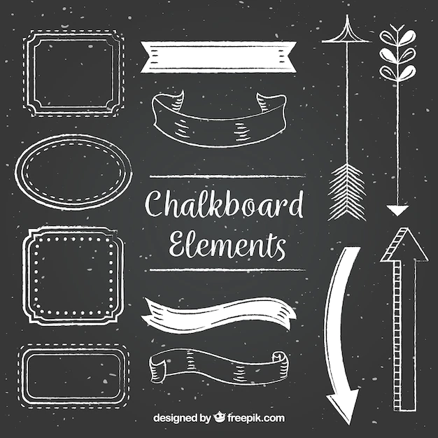 Free Vector | Set of ribbons, frames and arrows in blackboard style