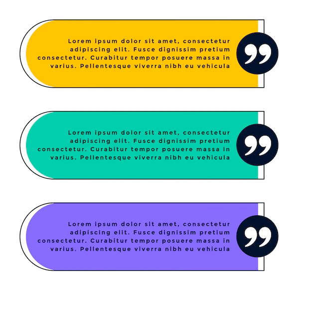 Free Vector | Set of three quotation template in different colors