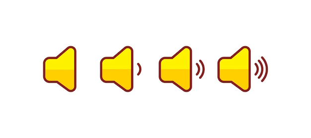Free Vector | Set of volume icons yellow volume sound icons cartoon art illustration