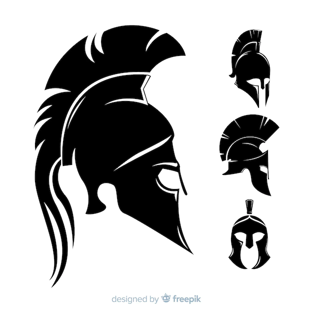 Free Vector | Silhouette collection of spartan helmets
