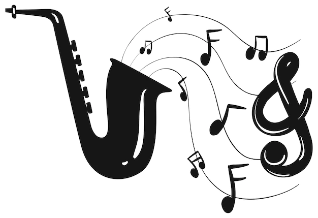 Free Vector | Silhouette design for saxophone and notes