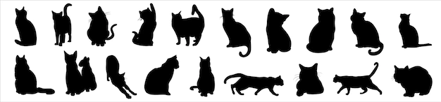 Free Vector | Silhouettes of cats different pack of cat silhouettes