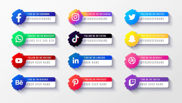 Free Vector | Social media logos lower third banner template