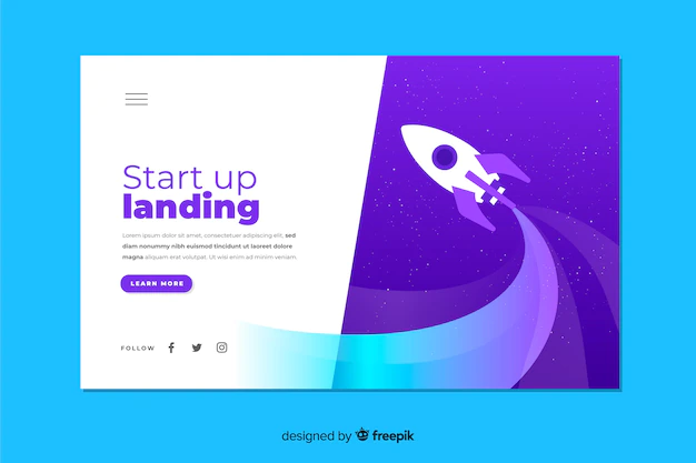 Free Vector | Startup business landing page with rocket