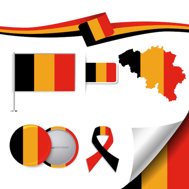 Free Vector | Stationery elements collection with the flag of belgium design