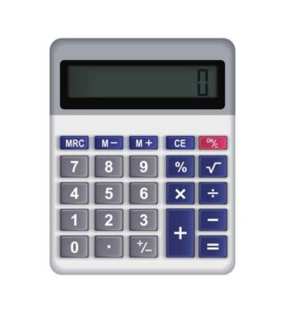 Free Vector | Stationery realistic composition with isolated image of calculator on blank background vector illustration