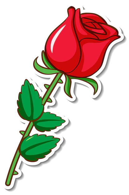 Free Vector | Sticker design with a red rose flower isolated