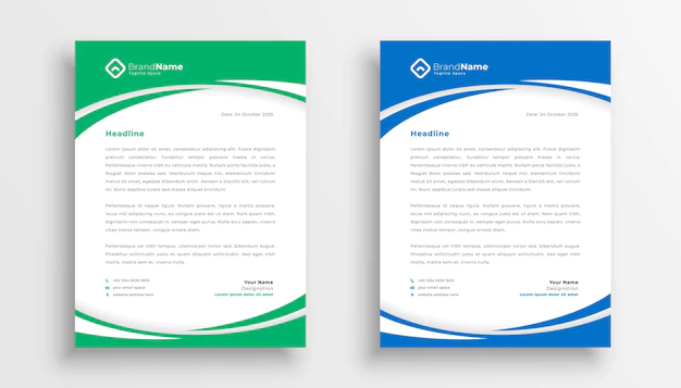 Free Vector | Stylish business company letterhead in green and blue color