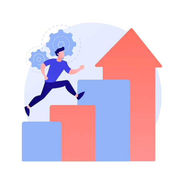 Free Vector | Success achievement. career aspiration, job promotion, personal growth. motivated worker, businessman flying in rocket, motivation and determination concept illustration