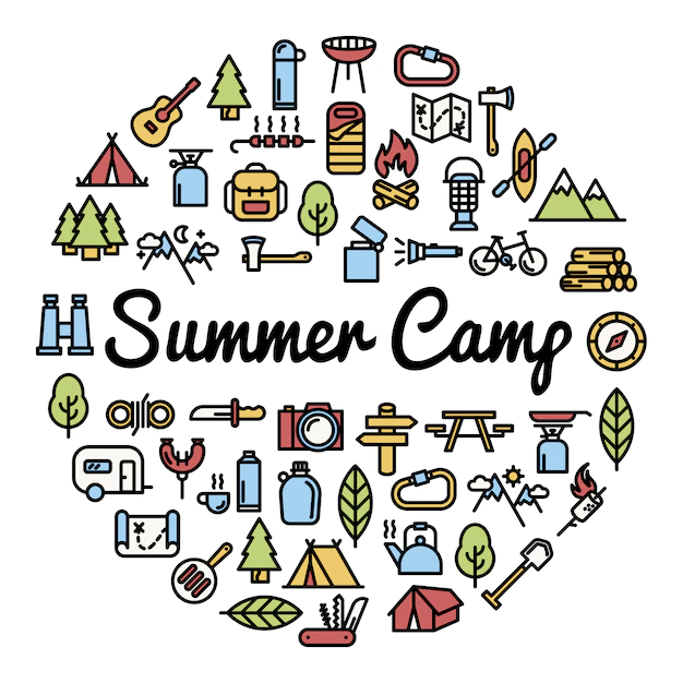 Free Vector | Sumer camp elements background