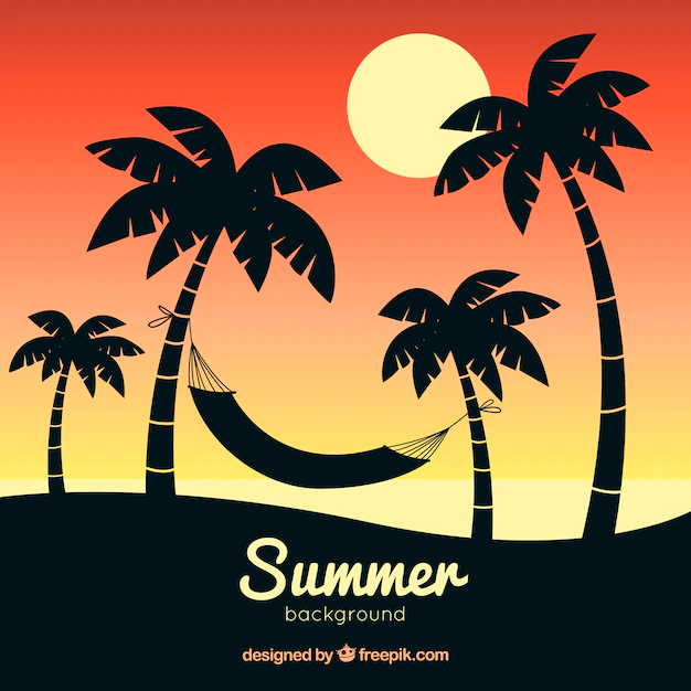 Free Vector | Summer background with palm tree silhouettes