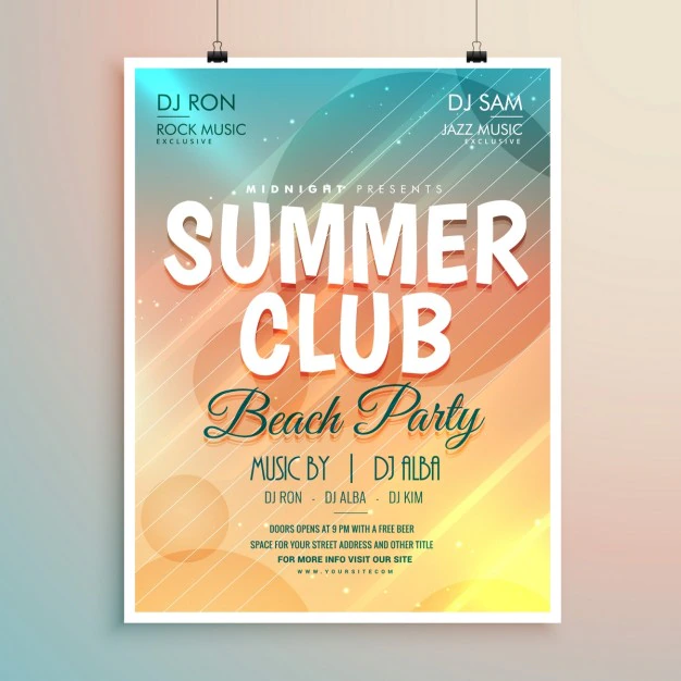 Free Vector | Summer beach party banner flyer template design