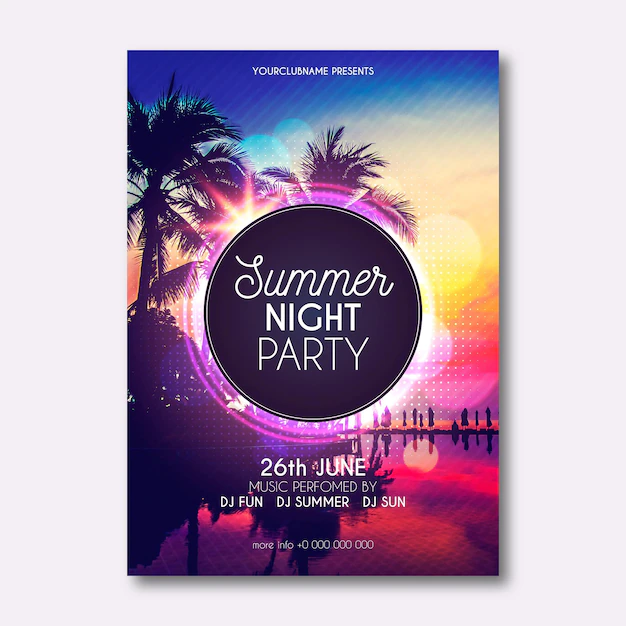 Free Vector | Summer party flyer template