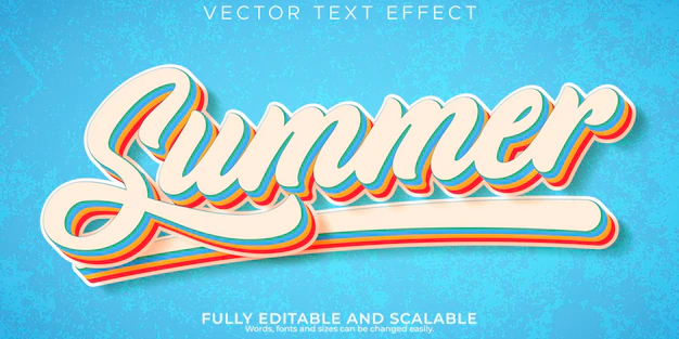 Free Vector | Summer text effect editable beach and travel text style