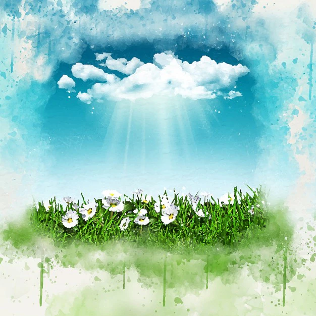 Free Vector | Sunbeam over a field of flowers