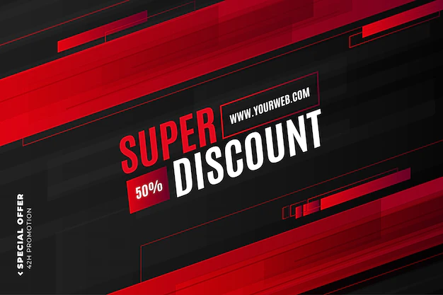 Free Vector | Super discount banner template with red shapes