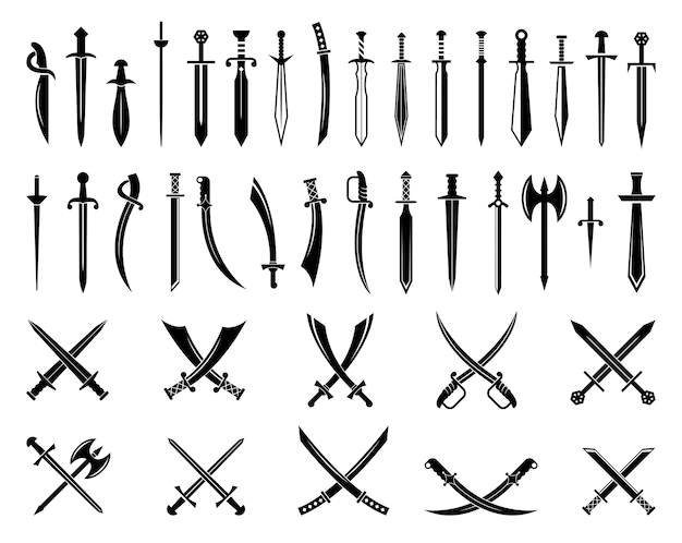 Free Vector | Sword icons set