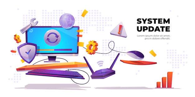 Free Vector | System update banner, computer software install