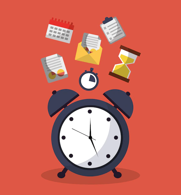 Free Vector | Time alarm clock for messages service and calendar